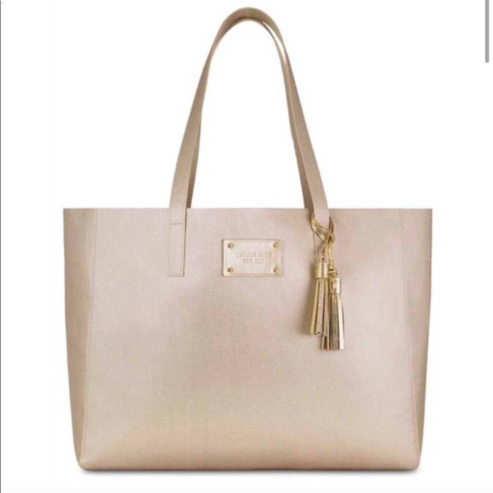 NWT Michael Kors Glamorous Gold Tote with Tassels